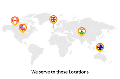 we serve countries like India, USA, UK, Canada, and Australia